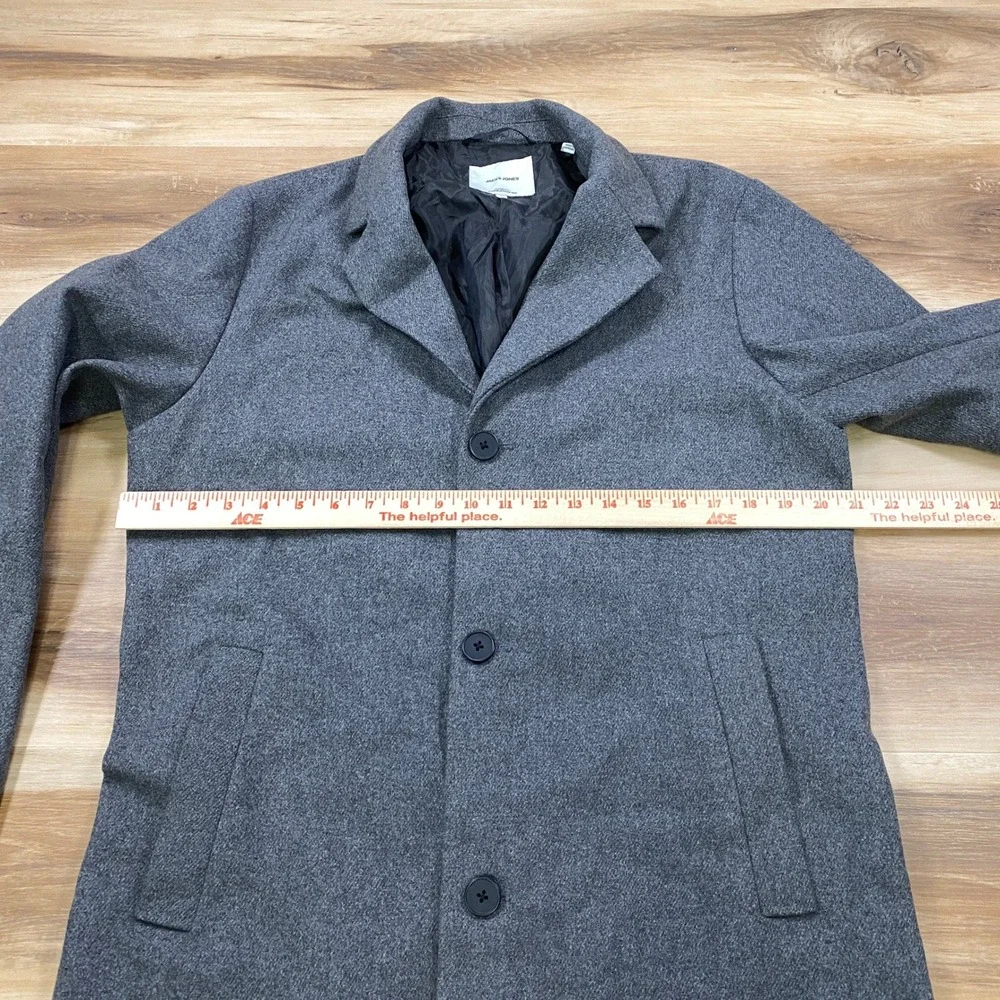 Jack & Jones Overcoat Mens Medium Minimalist Heritage Gray Long Topcoat